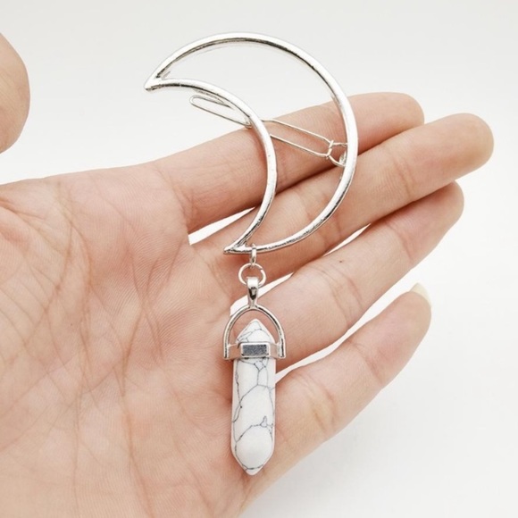 🌜Boho marble crescent moon hair clip🌛 - Picture 2 of 2